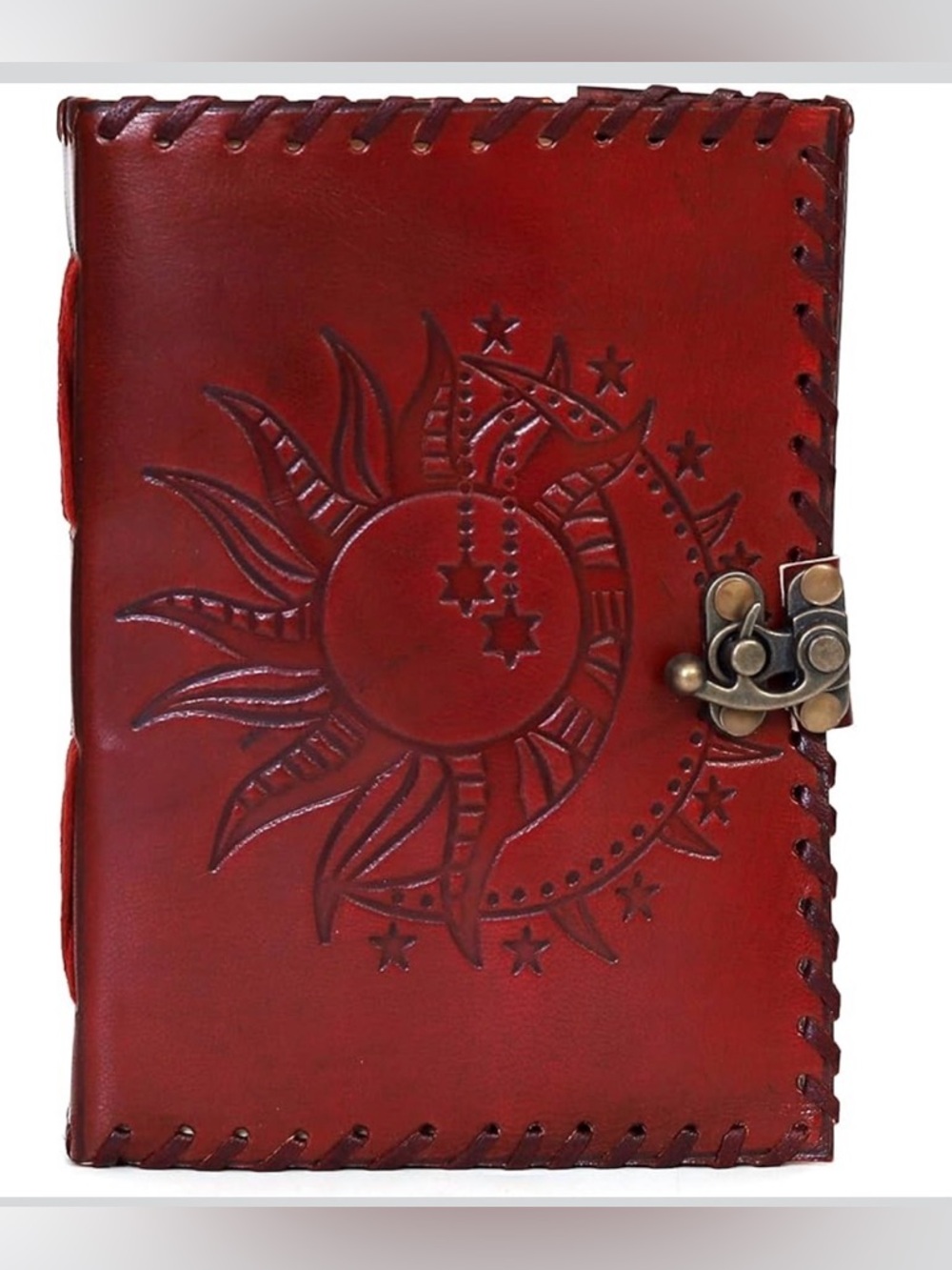 NWT Genuine Leather Sun Moon Celestial Journal 5x7 Handmade Gothic Notebook - Picture 10 of 16